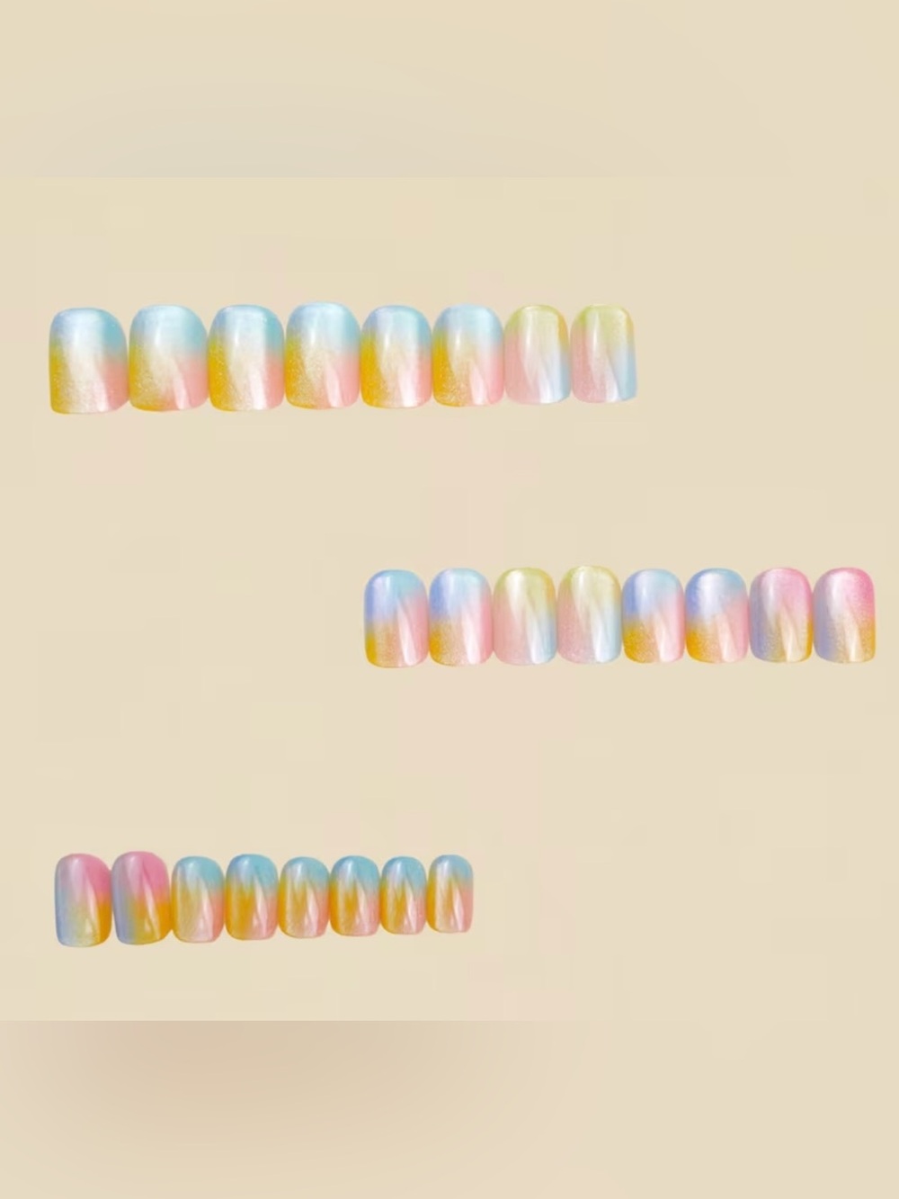 Multi-Color Pastel Ombre Press-On Nail Set - - Picture 6 of 8